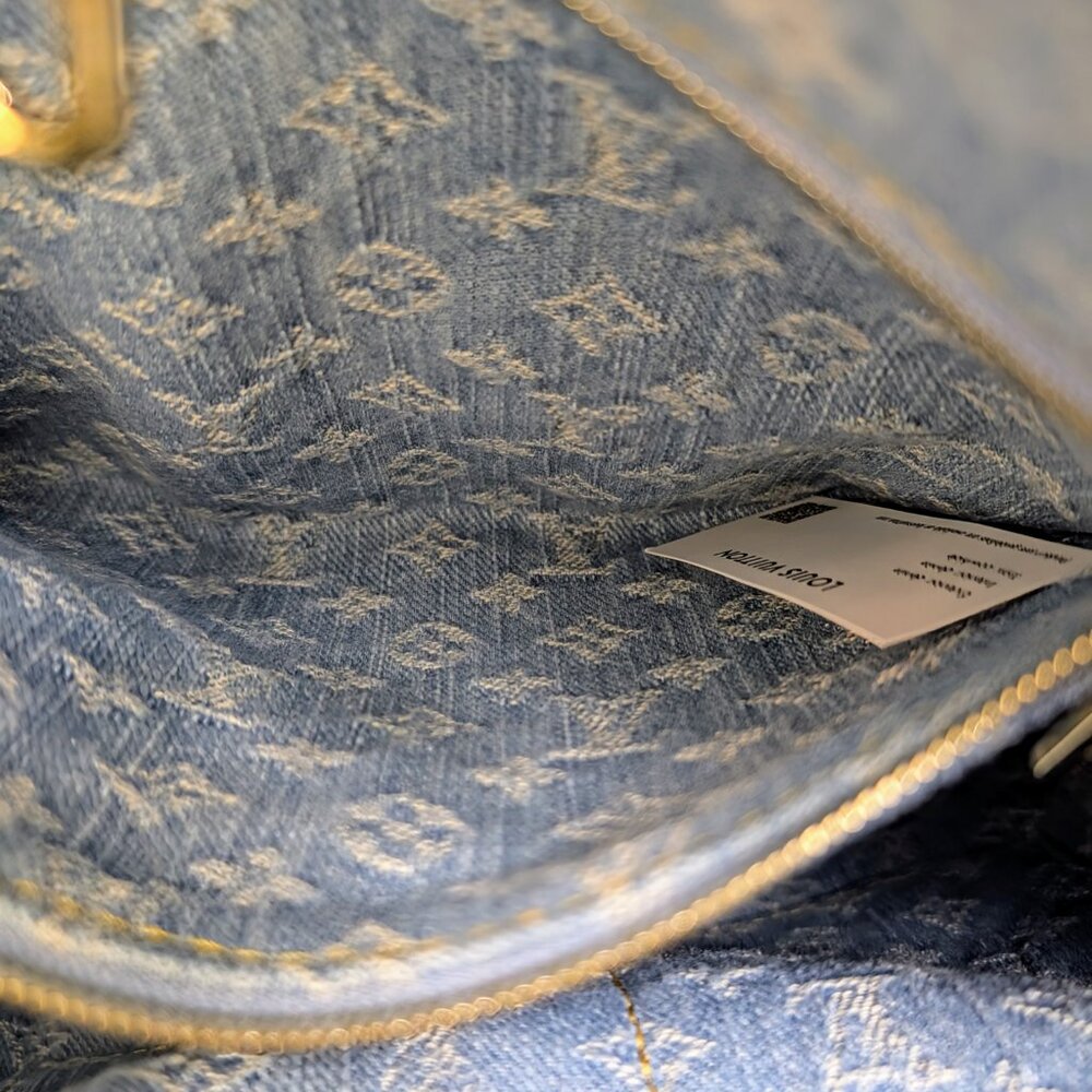 Louis Vuitton "Sky Denim" Braided Denim OnTheGo PM Tote Bag - Picture 13 of 15